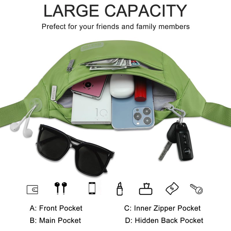 MAXTOP Large Crossbody Fanny Pack with 4-Zipper Pockets Gifts for Enjoy Sports Festival Workout Traveling Running Casual Hands-Free Wallets Waist Pack Phone Bag Fits All Phones - Image 3